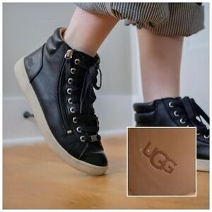 UGG Leather Olive Black High-Top Sneakers